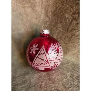 Vintage Rauch Red Glass Christmas Trees Ornament 2.75"